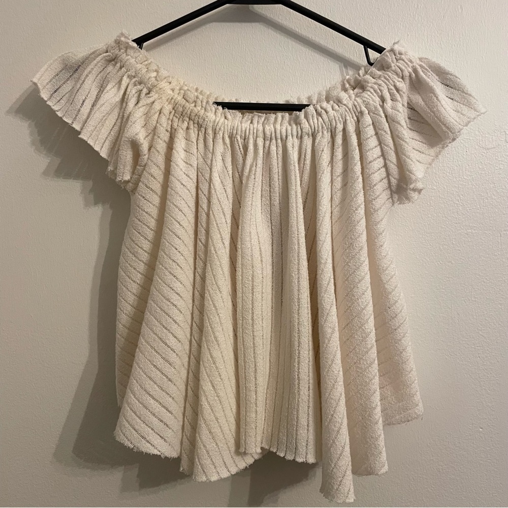 FP Beach Cropped Blouse Off Shoulder elastic short sleeve Top size small - Picture 1 of 6